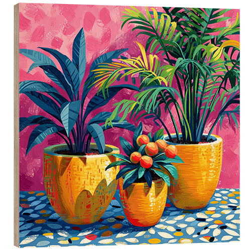 Stampa su legno Tropical plants in pots