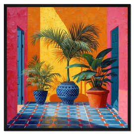 Gerahmter Kunstdruck Arabische Pflanzen in Töpfen