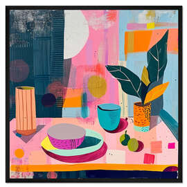 Gerahmter Kunstdruck Abstrakter Sommertisch