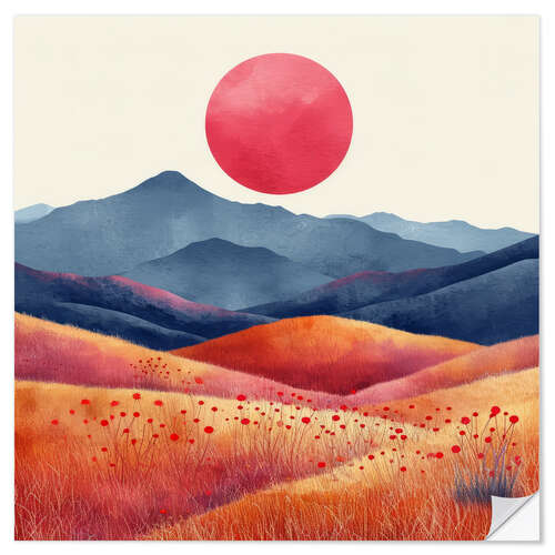 Sisustustarra Poppy Field at Sunset