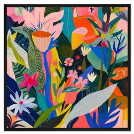 Gerahmter Kunstdruck Farbenfrohe Blumenabstraktion