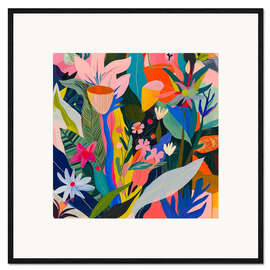 Ingelijste kunstdruk Colorful Floral Abstraction