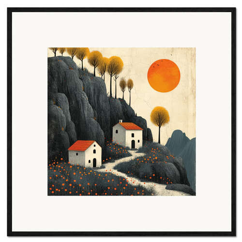 Stampa artistica con cornice Two tiny houses