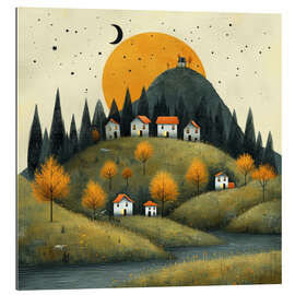 Galleriprint Mountain Village And Evening Sun