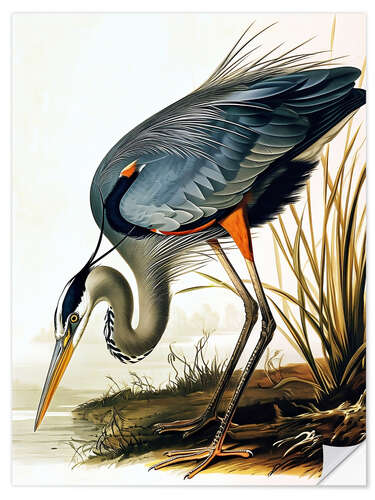 Sisustustarra Blue Heron after Audubon