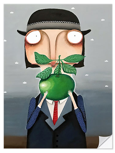 Selvklæbende plakat The Apple Allergy, Based on René Magritte