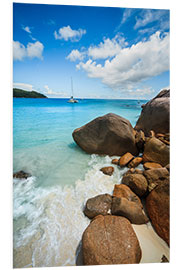 Foam board print Ocean and rocks, Seychelles