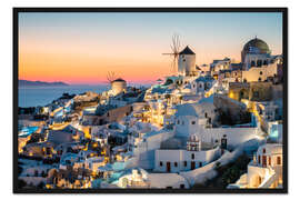 Gerahmter Kunstdruck Sonnenuntergang auf Santorin