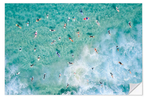 Selvklebende plakat Surfers paddling out, Australia