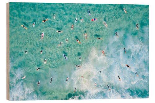 Wood print Surfers paddling out, Australia