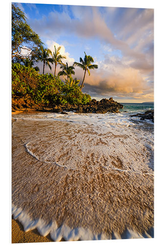 Print på skumplade Beach sunset, Maui Island, Hawaii