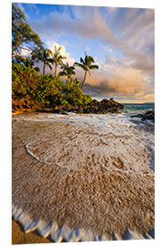 Print på skumplade Beach sunset, Maui Island, Hawaii