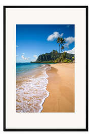 Gerahmter Kunstdruck Tropischer Strand, Insel Oahu, Hawaii