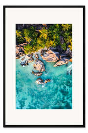 Gerahmter Kunstdruck Tropische Küste, Seychellen