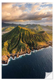 Wandsticker Krater an der Küste, Hawaii