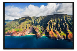 Gerahmter Kunstdruck Küste von Na Pali, Hawaii