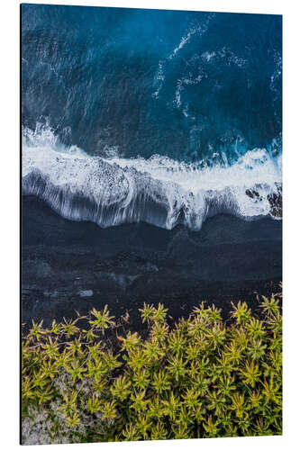 Print på aluminium Black Sand Beach, Hawaii