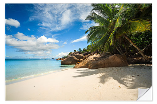 Selvklebende plakat Tropical Beach, Anse Lazio, Seychelles