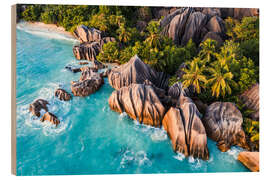 Wood print Anse Source d&#039;Argent Beach, Seychelles