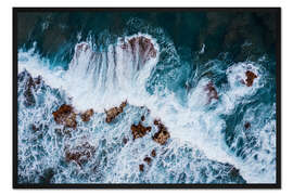Gerahmter Kunstdruck Meereswellen Krachen an der Küste