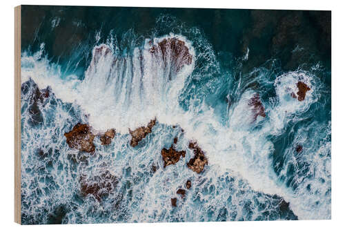 Quadro de madeira Ocean Waves Crashing on the Coast