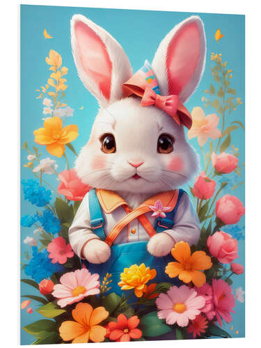 Foam board print Easter Bunny with flowers I