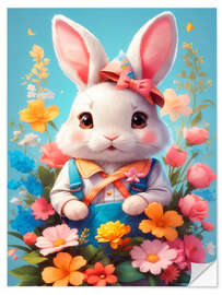 Naklejka na ścianę Easter Bunny with flowers I