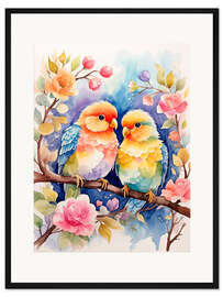Gerahmter Kunstdruck Verliebte Vögel