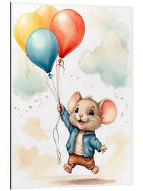 Magnettafel Maus mit Luftballons