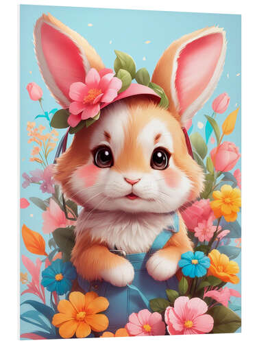 Foam board print Easter Bunny with flowers III