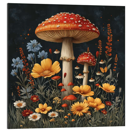 Quadro em plexi-alumínio Forest Mushroom