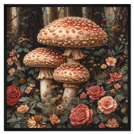 Gerahmter Kunstdruck Rosenstöcke mit Pilzen