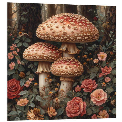 Foam board print Rose Bushes with Mushrooms