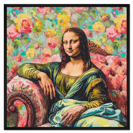 Gerahmter Kunstdruck Mona Lisa auf dem Sofa