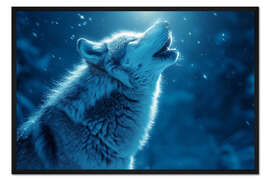 Gerahmter Kunstdruck Serenade des Weißen Wolfes