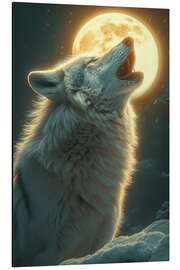 Aluminium print Moonlit Symphony - The lonely night howl of a wolf