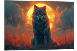 Gallery Print Ein grauer Wolf im Schein des Sonnenuntergangs