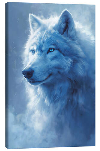 Canvas print A White Wolf's Portrait in Ethereal Mist