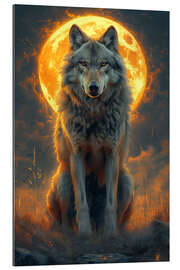 Gallery print Majestic Wolf under a Fiery Moon