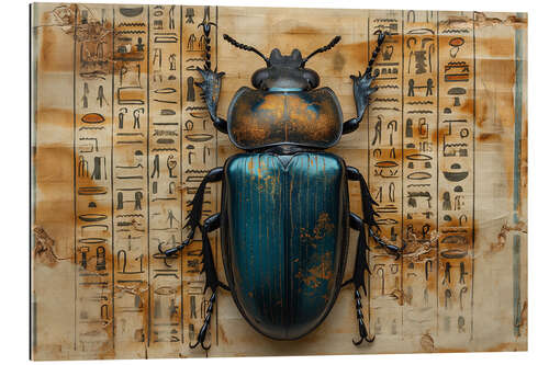 Gallery print Radiant Blue Scarab - an ancient glyph on Papyrrus