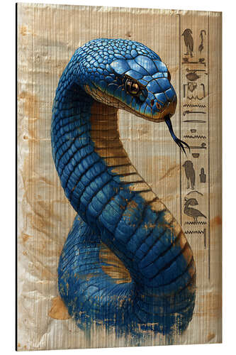 Aluminiumsbilde Glyph Dance of the Azure Serpent - Cobra on Papyrus