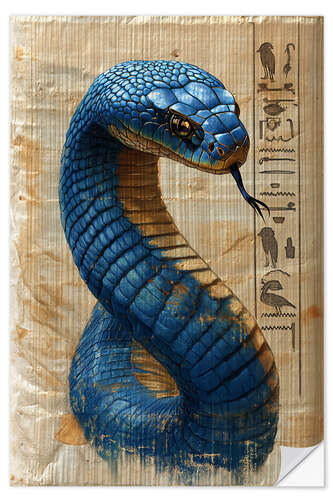 Wall sticker Glyph Dance of the Azure Serpent - Cobra on Papyrus