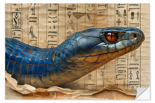 Selvklæbende plakat A shimmering blue cobra on papyrus