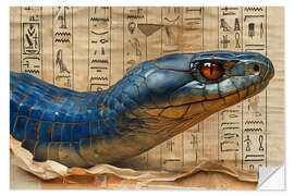 Selvklebende plakat A shimmering blue cobra on papyrus