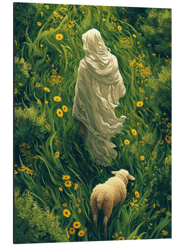 Aluminium print Jesus with Lamb
