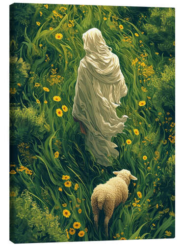 Canvas print Jesus with Lamb