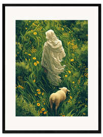 Framed art print Jesus with Lamb