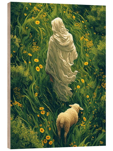 Tableau en bois Jesus with Lamb