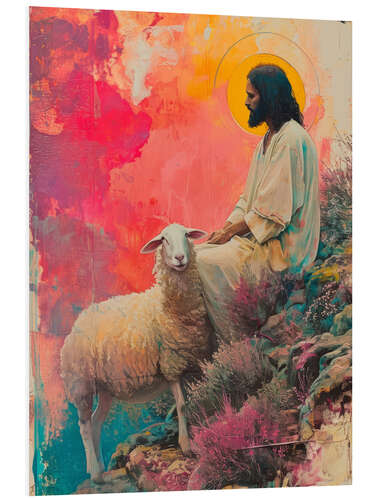 PVC print Jesus with sheep