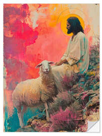 Vinilo para la pared Jesus with sheep